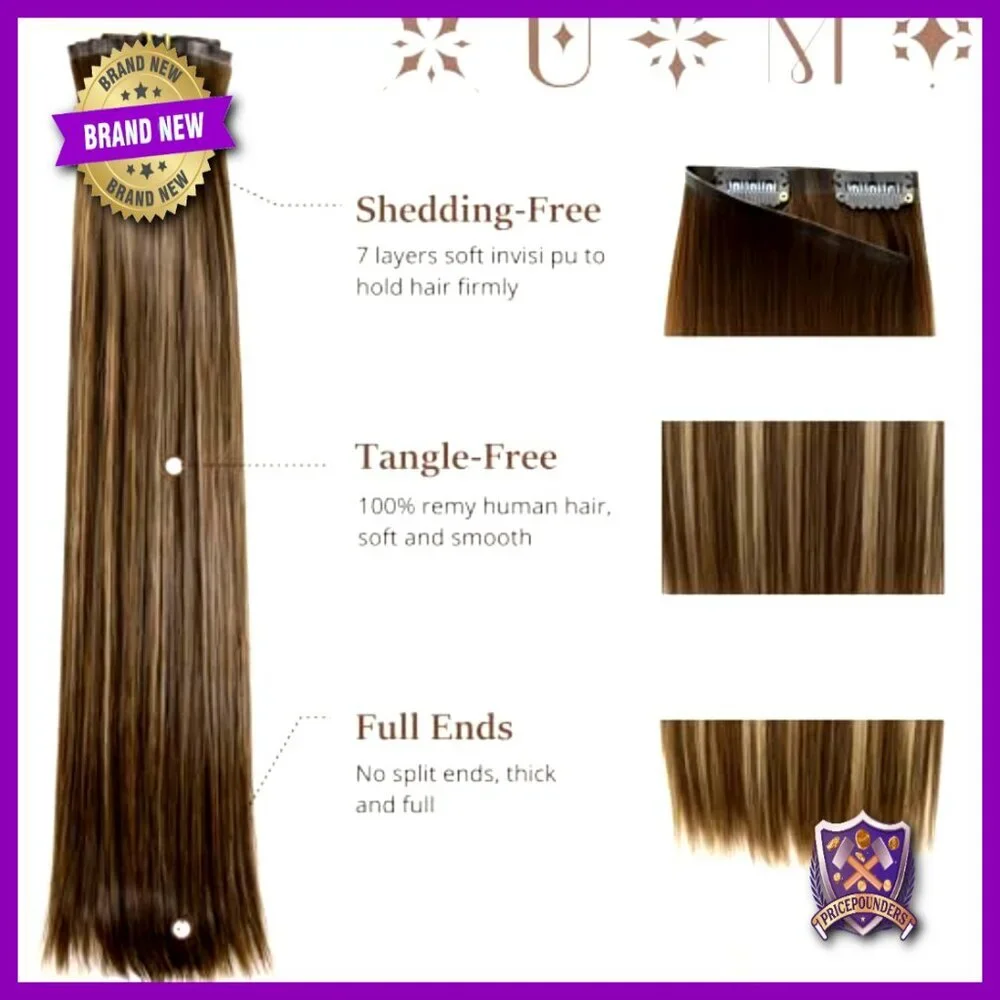 18 Inch Remy Human Hair Extensions, 8pcs 120g, Seamless PU Weft
